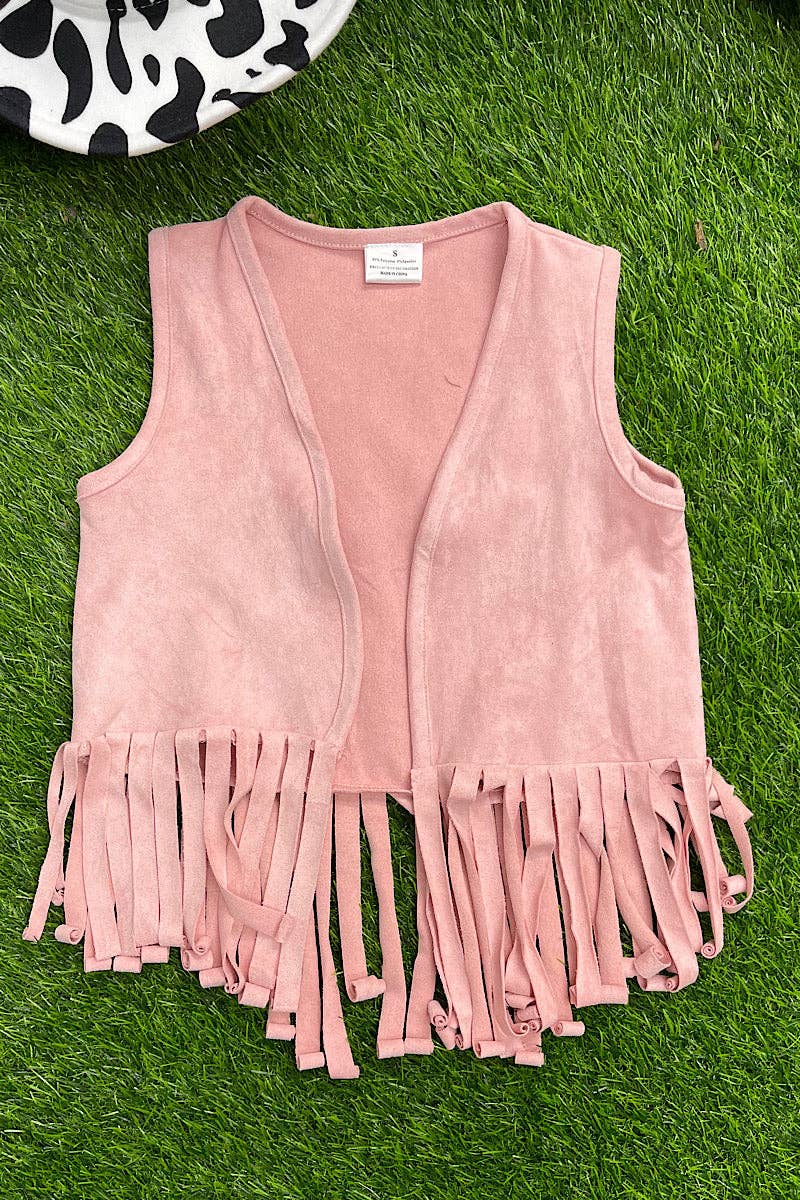 Pink Suede Fringe Vest