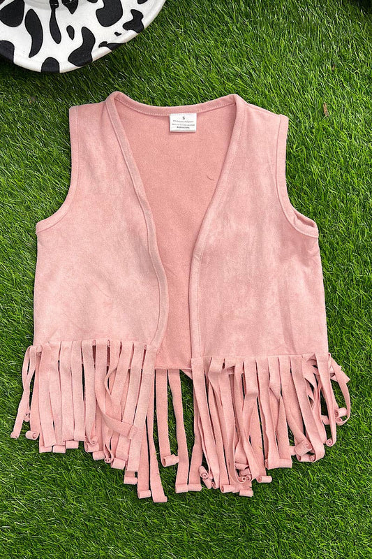 Pink Suede Fringe Vest