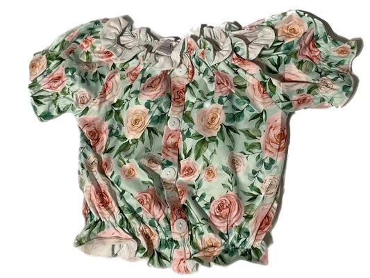 Flower Button Up Top - 12-18M